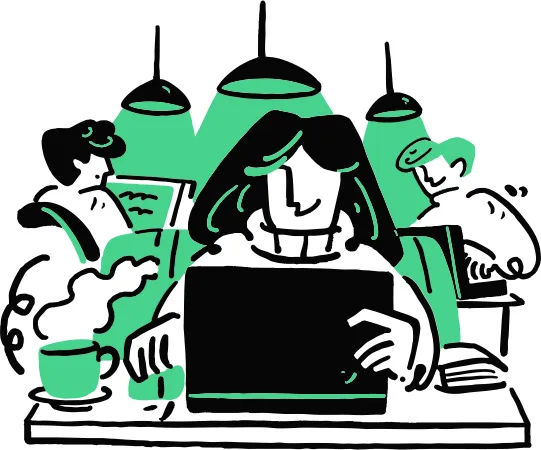 Working In Cafe