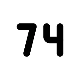 Number 74 Small Line Icon