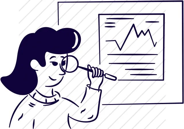Person with Chart and Magnifying Glass