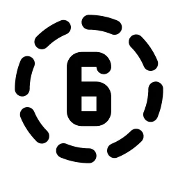 Circle Dashed Number 6 Line Icon