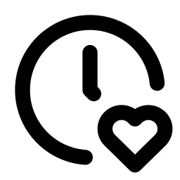 Clock Heart Line Icon