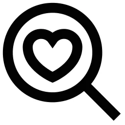 Magnifying Glass Heart Icon
