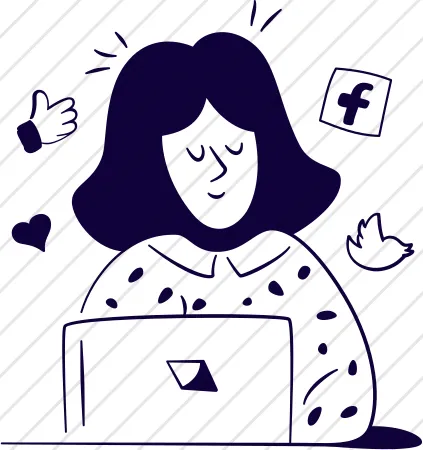 Person with Social Media on Laptop