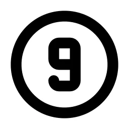 Circle Number 9 Line Icon