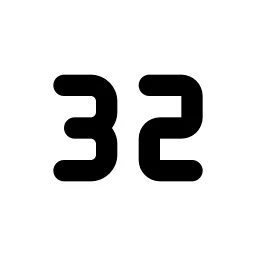 Number 32 Small Line Icon