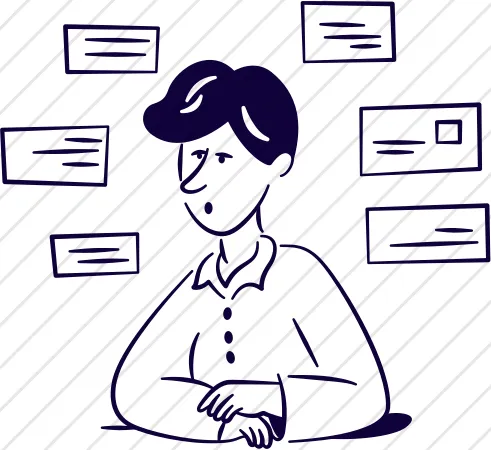Person with Text Bubbles