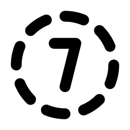 Circle Dashed Number 7 Line Icon