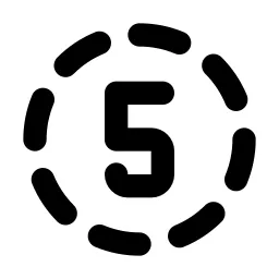 Circle Dashed Number 5 Line Icon