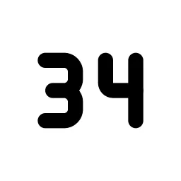 Number 34 Small Line Icon