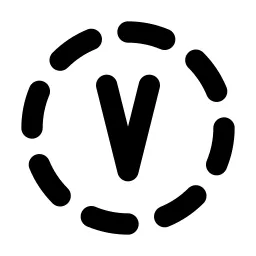 Circle Dashed Letter V Line Icon
