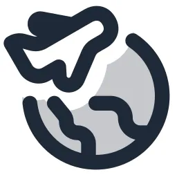 Airplane Earth Duotone Icon