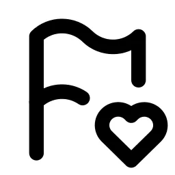Flag Heart Line Icon