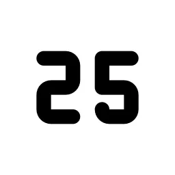 Number 25 Small Line Icon
