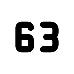 Number 63 Small Line Icon