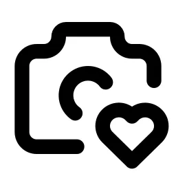 Camera Heart Line Icon
