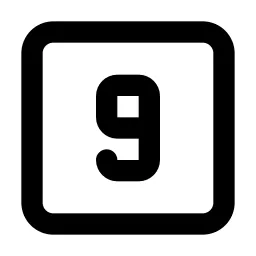 Square Number 9 Line Icon