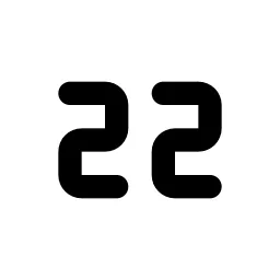 Number 22 Small Line Icon