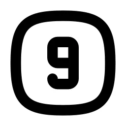Square Rounded Number 9 Line Icon