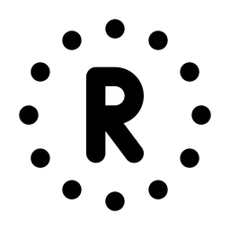 Circle Dotted Letter R Line Icon