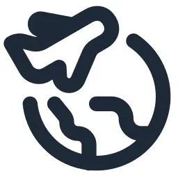 Airplane Earth Line Icon