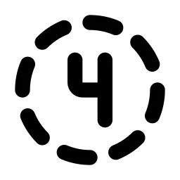 Circle Dashed Number 4 Line Icon