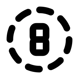 Circle Dashed Number 8 Line Icon