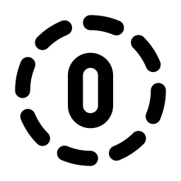 Circle Dashed Number 0 Line Icon