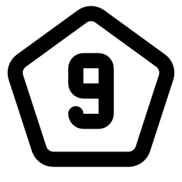 Pentagon Number 9 Line Icon