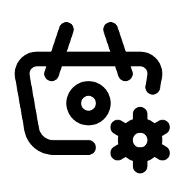 Basket Cog Line Icon