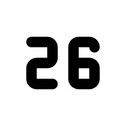 Number 26 Small Line Icon
