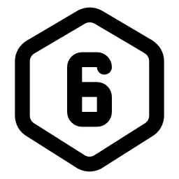Hexagon Number 6 Line Icon