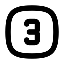 Square Rounded Number 3 Line Icon