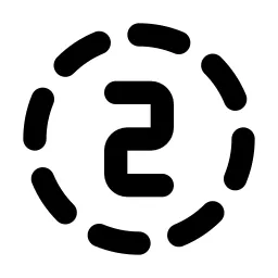 Circle Dashed Number 2 Line Icon