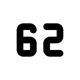 Number 62 Small Line Icon