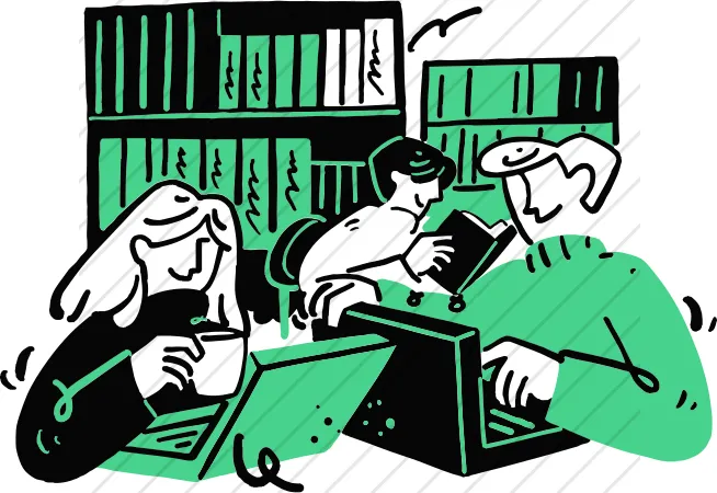 Team Working In Library