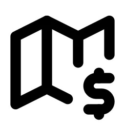 Map Dollar Line Icon
