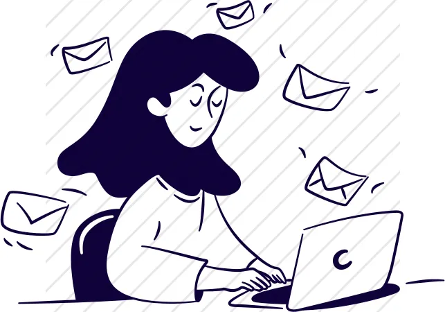 Person Sending Emails at Desk