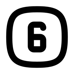 Square Rounded Number 6 Line Icon