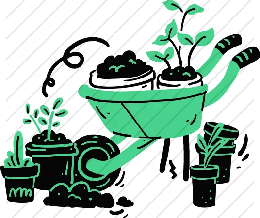 Wheelbarrow With Plants