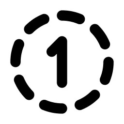 Circle Dashed Number 1 Line Icon
