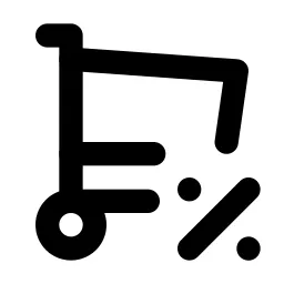 Shopping Cart Discount Line Icon