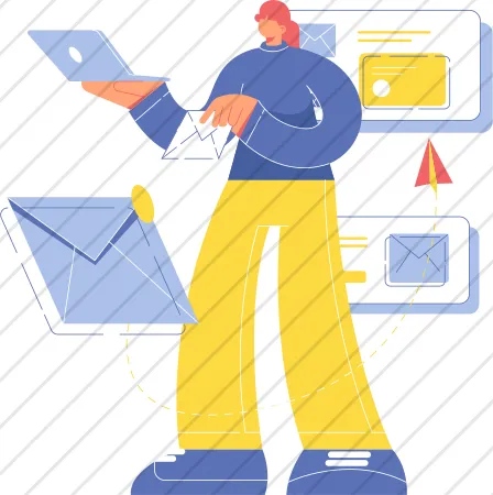 Person Sending Emails on Laptop