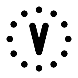 Circle Dotted Letter V Line Icon
