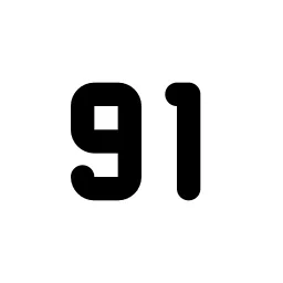 Number 91 Small Line Icon
