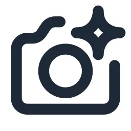 Camera Sparkle Line Icon