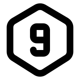 Hexagon Number 9 Line Icon