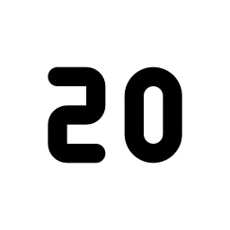 Number 20 Small Line Icon