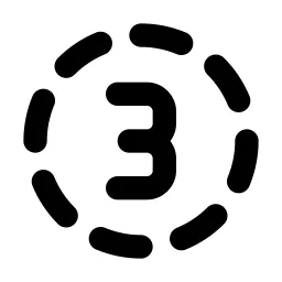 Circle Dashed Number 3 Line Icon